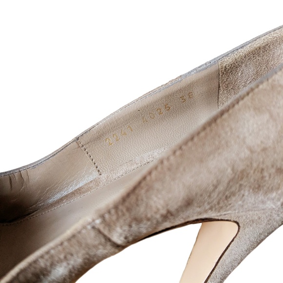 Gianvito Rossi Nude Suede Heels Round Toe Platform - Picture 7 of 8